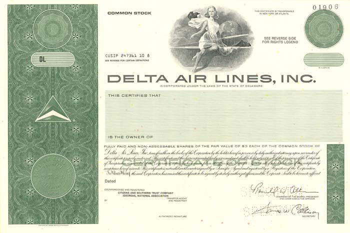 Delta Air Lines, Inc. - Specimen Stock Certificate